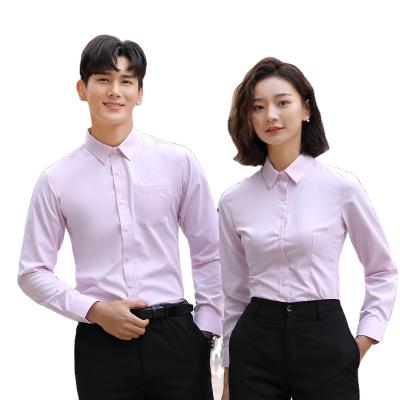 China High Quality Formal Women Long Sleeve Shirt Fitted Work Shirt Men Anti-pilling Shirt for sale