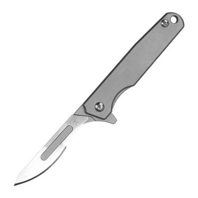 China Alloy Handle Pocket Folding Knife Carbon Steel Non-variable Titanium Blade Art Carving Small Knives EDC Unpacking Tool Knives for sale