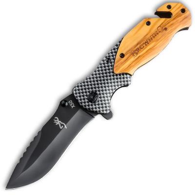 China Hot selling Non-variable wooden outdoor camping handle shade stainless steel Amazon folding pocket knife Survival for sale