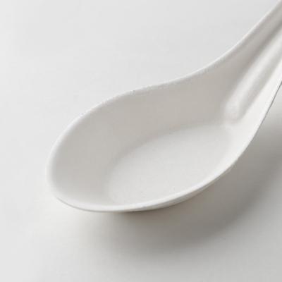 China Disposable Paper Serving Spoon 100% Biodegradable Tableware Sugarcane Fiber Bagasse Dinner Spoon Disposable Soup Spoon for sale