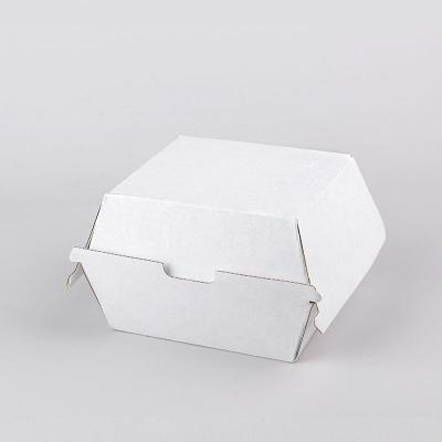 China Customized Recyclable Disposable White Container Takeaway Cardboard Hamburger Box for sale