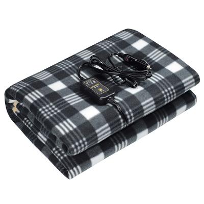 China PORTABLE Custom Plaid Heated 12 Volt Travel Car Blanket With Auto Shut Off for sale