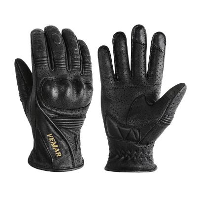 China Comfortable Anti Slip Gloves Factory Custom Men's and Women's Anti-fall Breathable Sheepskin Retro Leather Motorcycle Gloves for sale