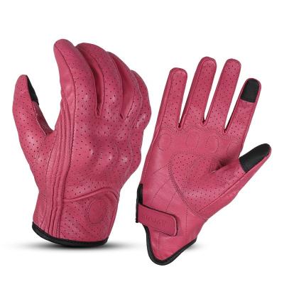 China Comfortable Anti Slip Gloves Undertake Custom Anti-fall Touch Screen Breathable Retro Leather Motorcycle Gloves Women for sale