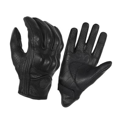 China Comfortable Anti Slip Gloves Factory Custom Drop Resistant Touch Screen Sheepskin Vintage Motorcycle Gloves Custom Leather for sale