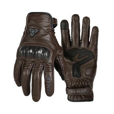 China Comfortable Anti Slip Gloves Unisex Vintage Motorcycle Gloves Carbon Fiber Shatter-resistant Touch Screen Motorcycle Gloves Custom Leather for sale