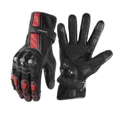 China Comfortable Anti Slip Gloves New Men's and Women's Four Seasons Breathable Wear-resistant Retro Leather Motorcycle Gloves for sale