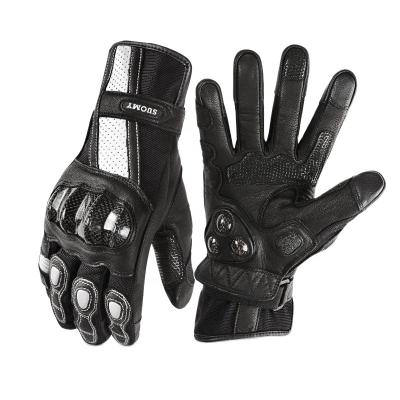 China Comfortable Anti Slip Gloves New Men's and Women's Four Seasons Leather Breathable Wear-resistant Retro Leather Motorcycle Gloves for sale