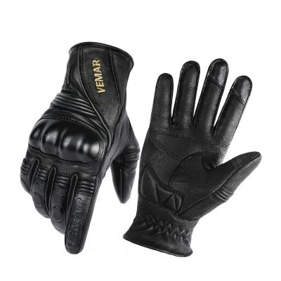 China Comfortable Anti Slip Gloves Factory Wholesale Custom Men's and Women's Anti-fall Breathable Sheepskin Leather Retro Motorcycle Gloves for sale