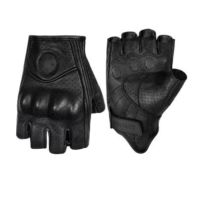 China Comfortable Anti Slip Gloves Discount Wholesale Vintage Motorcycle Gloves Summer Unisex Leather Motorcycle Half Finger Gloves for sale