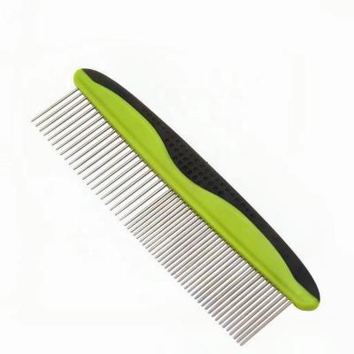 China Viable Wholesale Dog Cat Stainless Steel Straight Brush Row Needle Detangling Pet Grooming Comb for sale