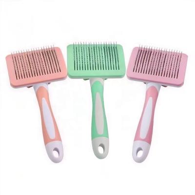 China New Design Self Cleaning Pet Massage Grooming Cat Viable Hair Removal Brush Stainless Steel Needle Dog Cleaning Comb for sale