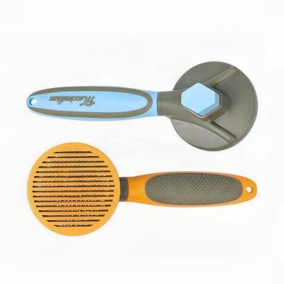 China Fashionable Fashionable Automatic Hair Removal Grooming Comb Stainless Steel Self Cleaning Slicker Slicker Brush for Dog and Cat for sale