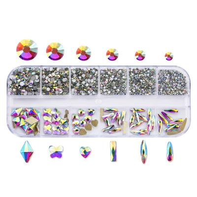 China Nail Art DIY 3D Nail Art DIY 3D Rhinestones For Nail Art Mixed Size Crystal Gems DIY Nail Art Gold Red Green Blue Multi Color Nail Art Decorations ab for sale