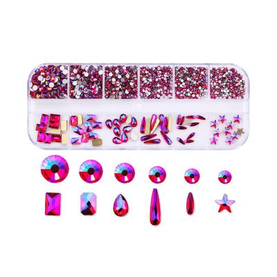 China Nail Art DIY Nail Art DIY 1 Set Color Flat Back 3D Mixed Nail Art Glitter Beads Rhinestones Shiny Crystals Nail Decorations Nail Accessories In Wheel for sale