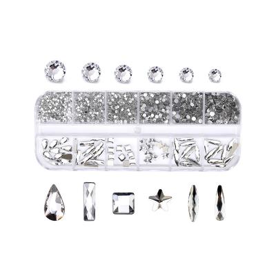 China Nail Art DIY Nail Art DIY 12 Boxes / Nail Art Decoration Crystal Beauty Glitter Diamond Gem 3D Rhinestone Set AB for sale