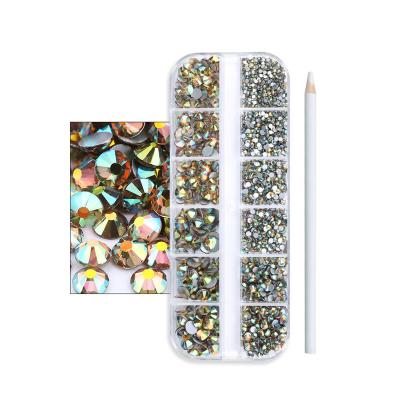 China Nail Art DIY Nail Art DIY 12 Boxes / Nail Art Decoration Crystal Beauty Glitter Diamond Gem 3D Rhinestone Set AB for sale