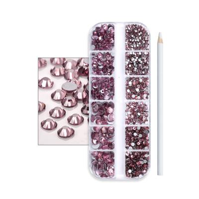 China Nail Art DIY Nail Art DIY 1 Set Color Flat Back 3D Mixed Nail Art Glitter Beads Rhinestones Shiny Crystals Nail Decorations Nail Accessories In Wheel for sale