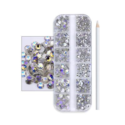 China Nail Art DIY Nail Art DIY 30 Colors Mix Sizes Crystal Glass Nails Art Rhinestones For 3D Nail Art Rhinestones Decoration Gems for sale