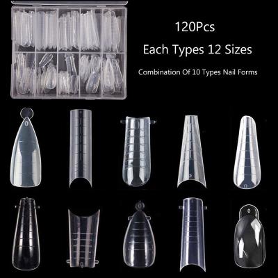 China 120Pcs Clear Flexibility Nail Forms Gel Mold Quick Building Tips Nail Extension Form UV Gel Extension Mold For Nail Extend for sale