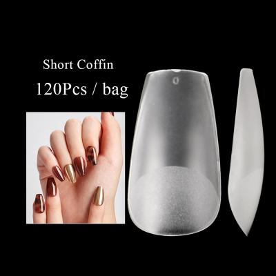 China Flexibility 120Pcs Artificial Nail Art Tips Clear Coffin Tapered Square fakeNail French Straight Tips Box for sale