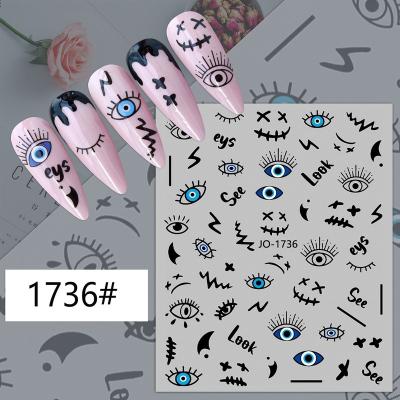 China Stickers On Nails 3D Evil Eye Stickers For Nails Blue Eye Slider Self Adhesive Tape Line Nail Art Decorations Manicure Accessories for sale