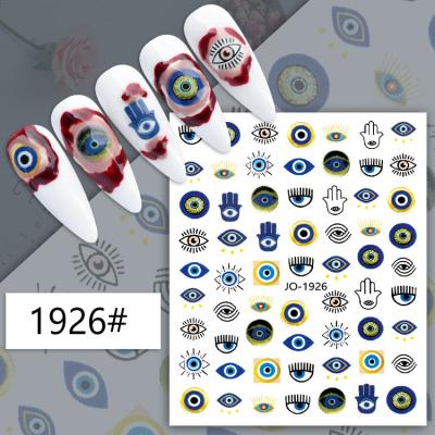 China Stickers On Nails 1 Sheet Blue 3D Eye Nail Sticker Color Exquisite Eye Nail Slider Nail Sticker Adhesive Self-adhesive Accessories for sale