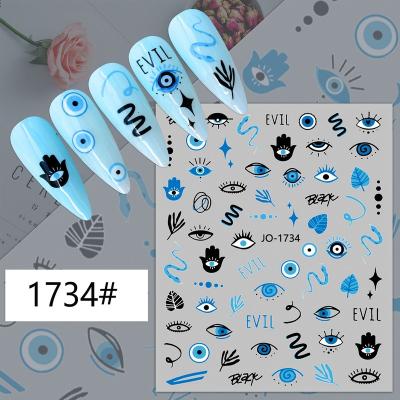 China Stickers On Nails 1pc Blue Eye Series Nail Stickers Subtract Lines Evil Eye Nail Decals Water Decals Slider For Nail Art Decoration Manicure DIY for sale