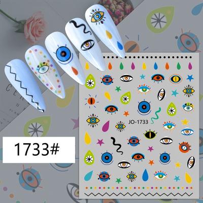 China 1Pc Nail Evil Eyes Stickers Design 3D Nail Stickers Subtract Adhesive Nail Art Decoration DIY Nail Sliders Sticker for sale