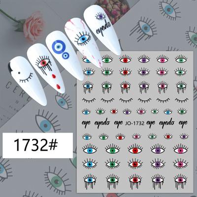 China Stickers On Nails Nails Abstract Line Self-adhesive Evil Pattern Eye Design Nail Sliders DIY Sticker Stickers Tips Nail Art Decoration Accessories for sale