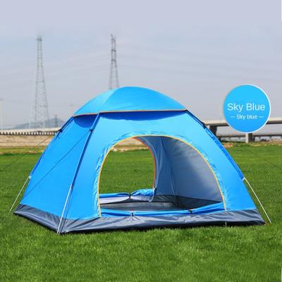 China Extended Type Logo Printed Custom Beach Outdoor Tents Easy Fully Automatic 3-4Person Waterproof Camping Tent for sale