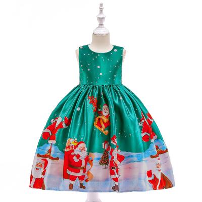 China Fashion Washable Design Attractive Little Girls Christmas Dress Green And Red On Sale for sale