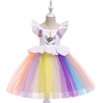 China Breathable High Quality Modern Colorful Dress For Girls Unicorn Girl Princess Unicorn Dress for sale