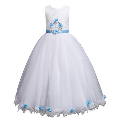 China Breathable New Style White Flower Baby Dresses Wedding Bridesmaid Dresses White Style for sale