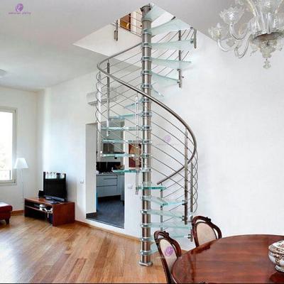 China Modern interior glass spiral staircases for sale