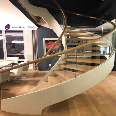 China Prefabricated Hotel Spiral Staircase Design (Glass Balustrade) for sale