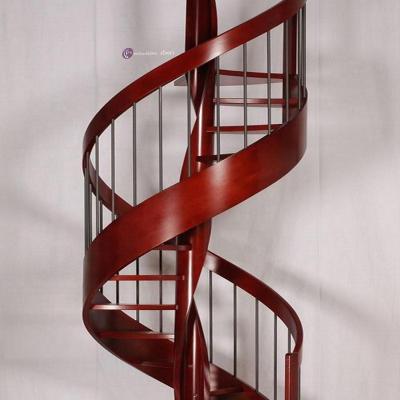 China Hotel Stainless Steel Wooden Spiral Staircase Design for sale