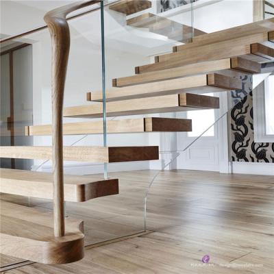 China Modern Modern Floating Stair Treads With Ultra Clear Glass Railing for sale