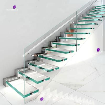 China Contemporary Low Cost Interior Glass Floating Staircase Design for sale