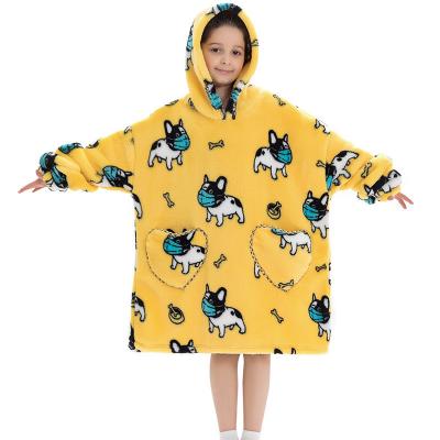 China Long Lined Soft Fleece Full Print Oversized Blanket Hoodie With Sleeves for sale