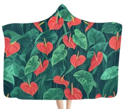 China Anthurium Hawaii Print Oversized Hooded Blankets for sale