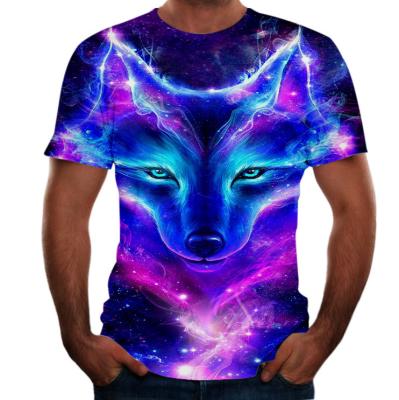 China Summer Men'S Oversize T Shirt Fox Wolf 3D Digital Print Round Neck for sale