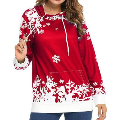 China Snowflake Pattern Printed Oversize Hoodie Women'S Christmas Sweatshirt Customized for sale