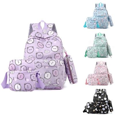 China Fresh Backpack Versatile Backpack Junior High School Bear Cartoon Print Backpack Large Capacity Student School Bag for sale