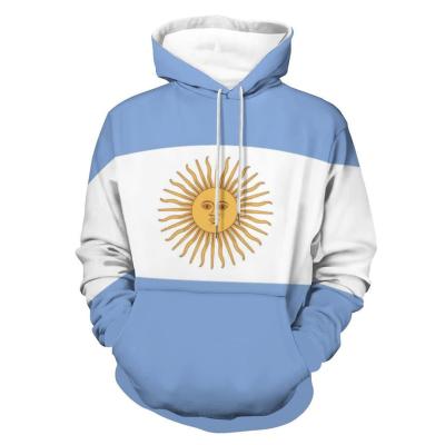 China Men's Fleece Hoodie Unisex Flag Print Hooded Pullover Kangaroo Pocket Sweatshirt for sale