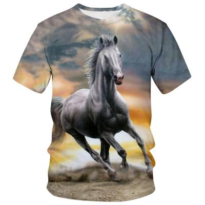 China Mannen Vrouwen Paard 3D-geprinte T-shirts Dierengrafiek Casual Crew Neck T-shirts Te koop