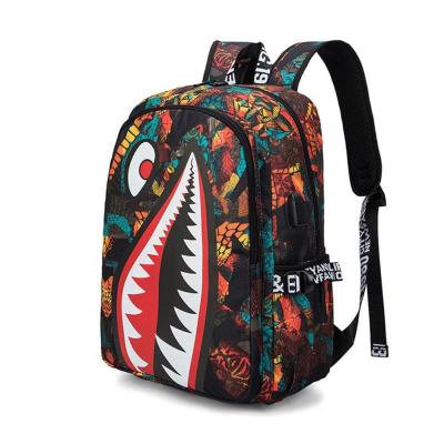 China 3D Printed School Students Children's Fashion Schoolbag Shark Personality Pattern Printing Light Leisure Simple Backpack for sale