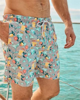 China Custom Swim Trunks Men Quick Dry Floral Print Inseam Stretch Board Shorts With Compression Liner Swimming Suits for sale