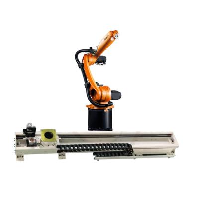 China Brazo del robot de paletización Kuka KR 10 R1420 con sistema de paletización de extremo de línea con rieles de guía del robot CNGBS en venta