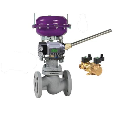 China Pneumatische besturingsklep met Masoneilan SVI3 positioner en ASCO Brass SOLENOID VALVES serie 210 voor besturing Te koop